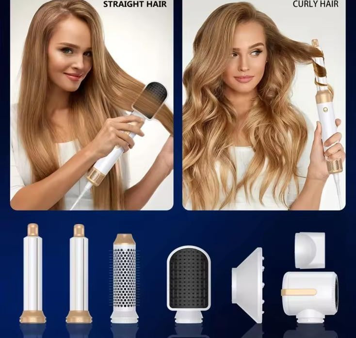 Derrit-Piastra per capelli professionale 7 in 1 1400W Bigodino per capelli, Pettine elettrico, Asciugacapelli, Spazzola per capelli calda, Bigodini per capelli, set per capelli