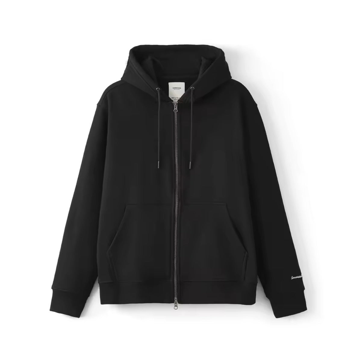 "Maglia Oversize Full Zip Piqué con Cappuccio e Fodera in Pile"