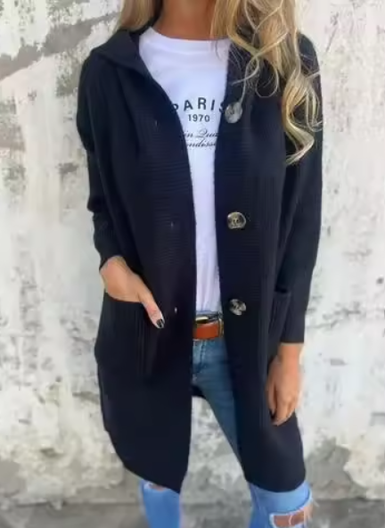 Maglione Lungo con Cappuccio, Caldo e Elegante per Donna