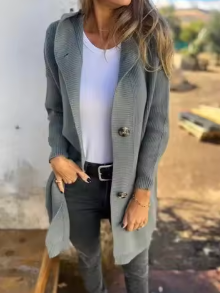 Maglione Lungo con Cappuccio, Caldo e Elegante per Donna