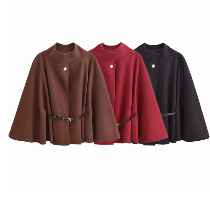 Cappotto Poncho Donna Invernale con Maniche a Pipistrello