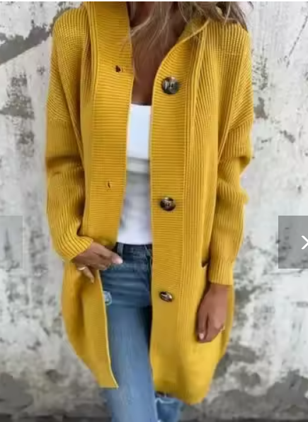 Maglione Lungo con Cappuccio, Caldo e Elegante per Donna